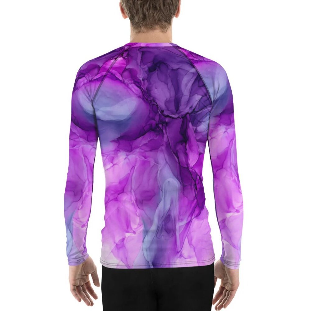Mens Small Purple Print Rashguard Long Sleeve Fitted